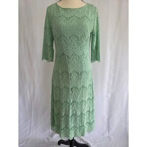 Dainty Jewell's Lace Dress Mint Green‎ 3/4 Sleeve Midi Women's Modest Apparel